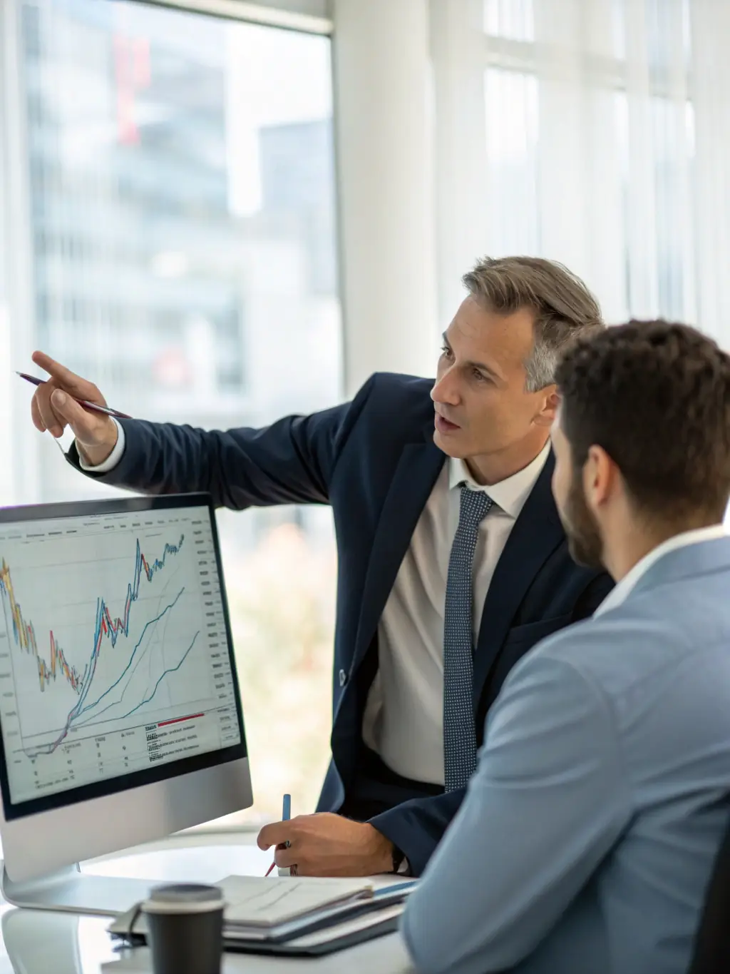 A financial advisor helping a client understand the benefits of a Self-Directed Pension Plan.